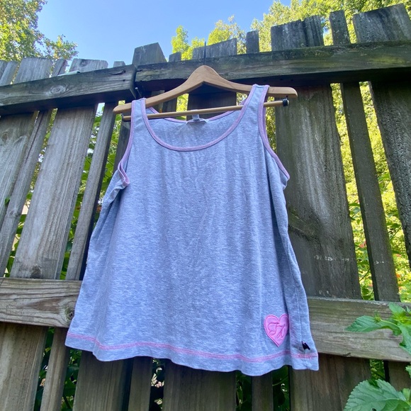 Y2K VTG Tommy Hilfiger Tank Top Grey Pink Heart TH Logo XL Vintage - Picture 8 of 9